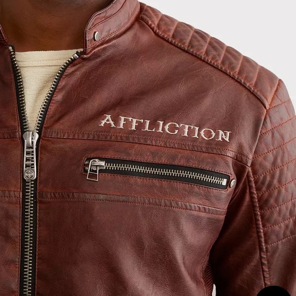 Affliction Code of Honor Jacket NWT Vegan Leather Embroidered Back Zip Up - Picture 6 of 15